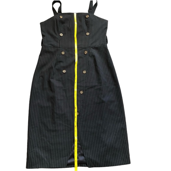 Dress Forum Navy Blue and White Pin Stripe Sleeveless Dress Large - Picture 9 of 10